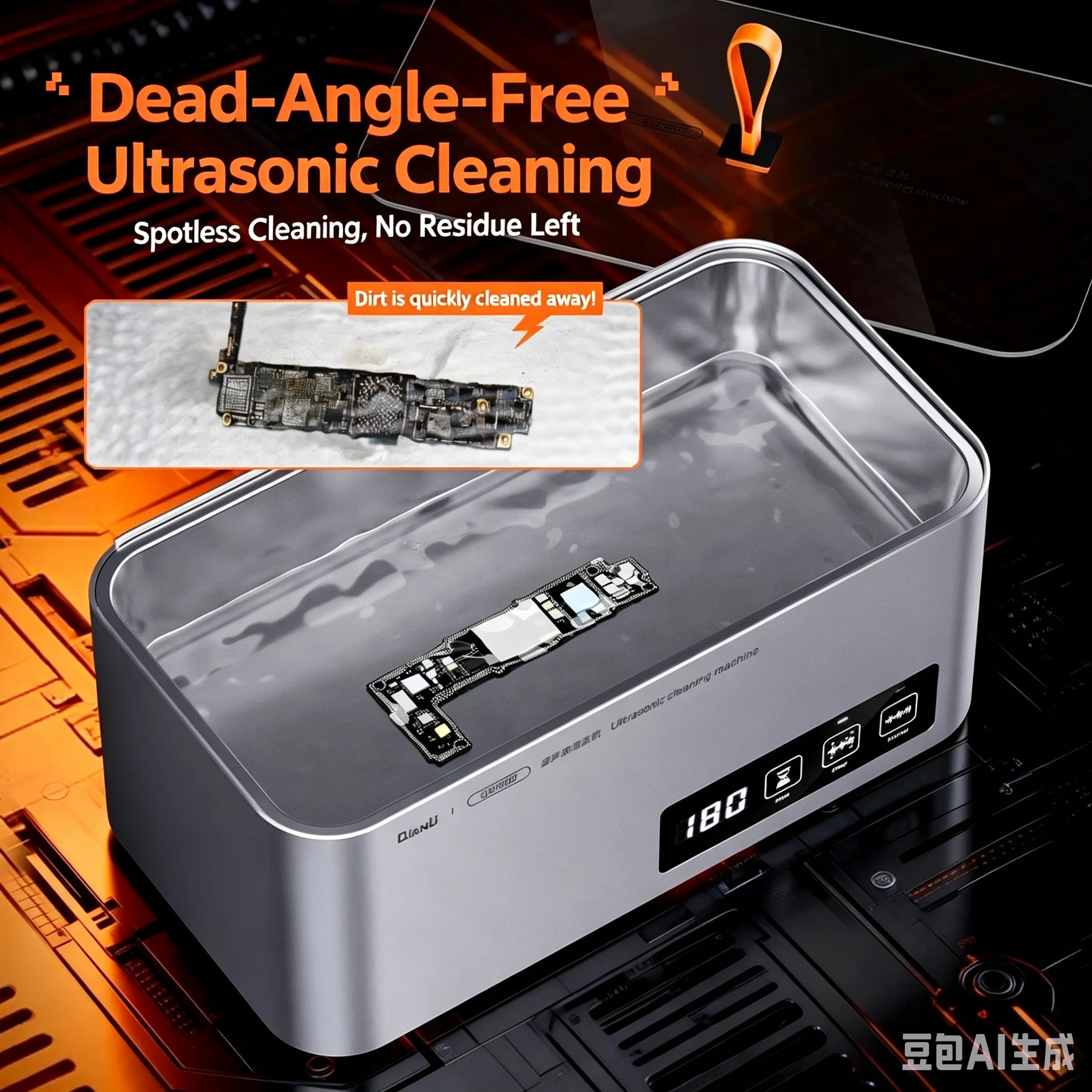 QinNLi 35W High-Power Ultrasonic Cleaner – Suitable for Deep Cleaning Motherboards, Circuit Boards, Jewelry, and Eyeglasses