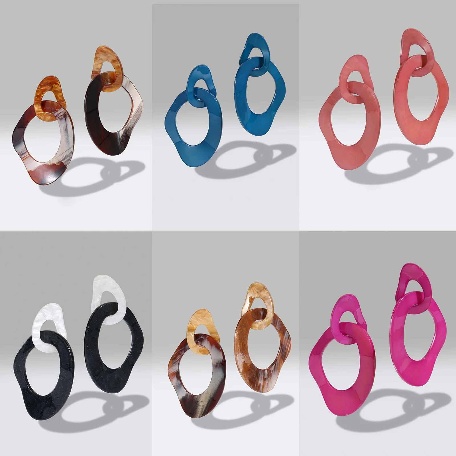 DIY accessories European and American style exaggerated acrylic earrings, irregular geometric ring earrings, women's light luxur