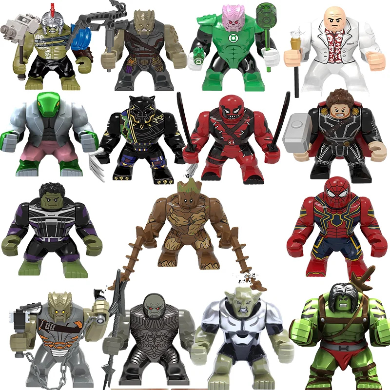 Superhero Mini Block Anime Character Marvel Movie Series Model Toy Hulk, Spider Man, Iron Man, Children's Assembly Block Toy Boy