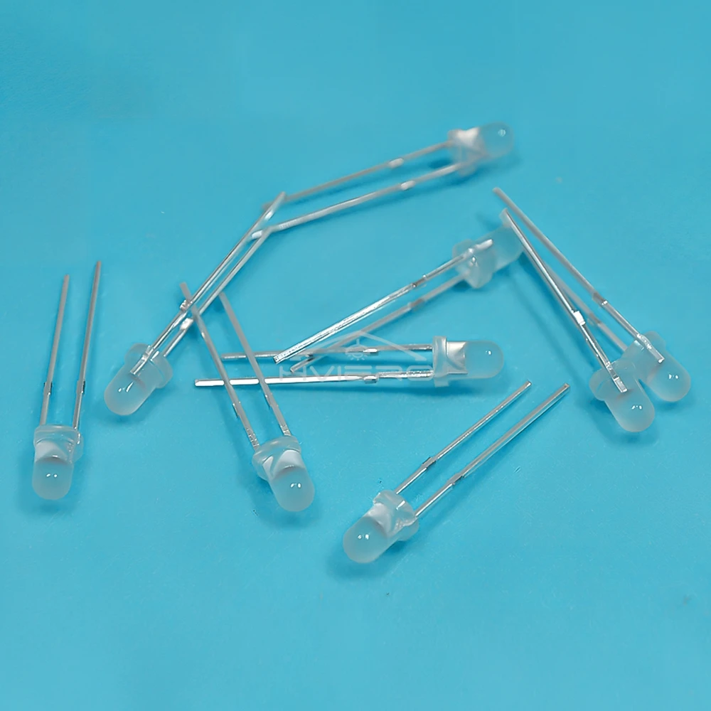 100Pcs Warm-White Red Blue Green Yellow White F3 3mm Round Diffused 2pin DIY Lighting Emitting Diodes LED Diode Lamp Bulbs Beads