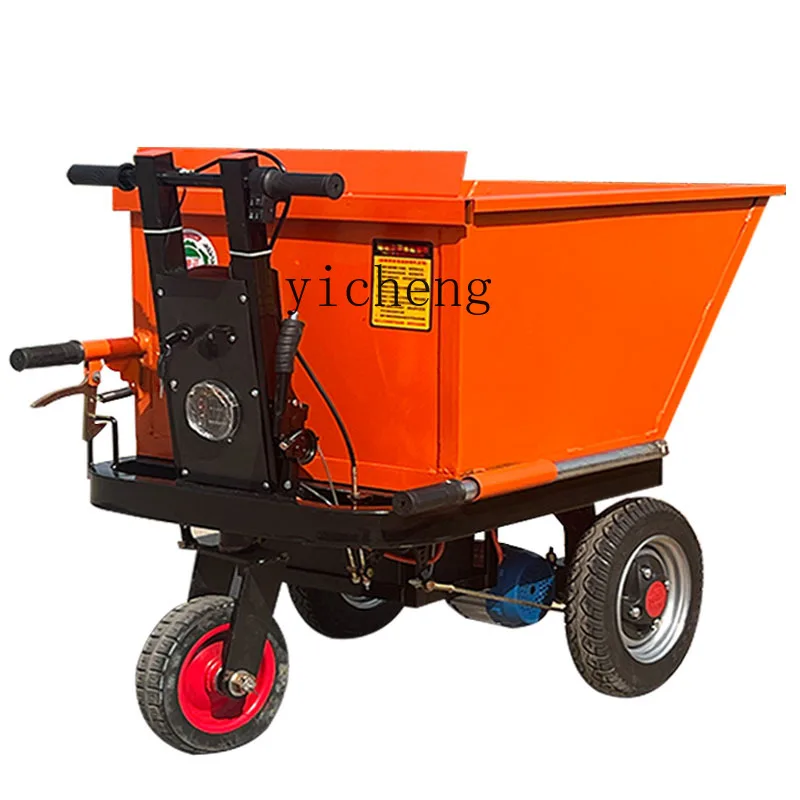 Construction Site Electric Gray Bucket Trolley Brick Pulling Three-Wheeled Trolley