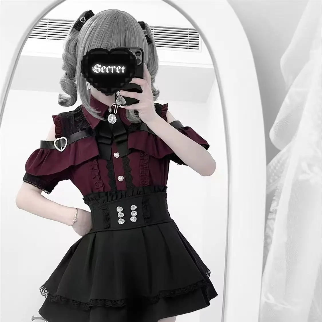 

Японский комплект из двух предметов Sweet Lolita JSK, блузка с рюшами и матросская юбка, милый эстетический наряд Kawaii Cottagecore