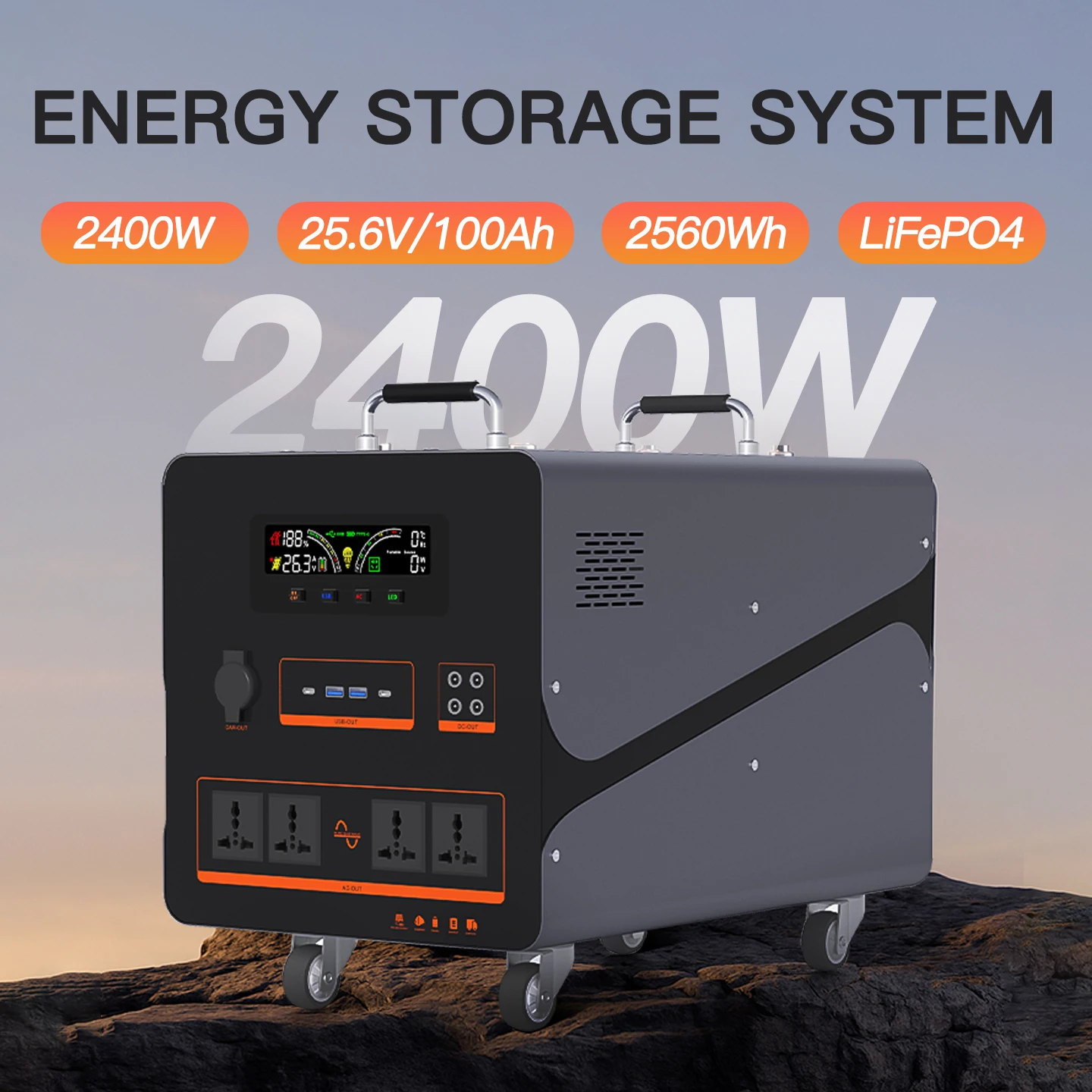 2400W Super Capacity Portable Power Station Outdoor Solar Power Supply with Charging Treasure