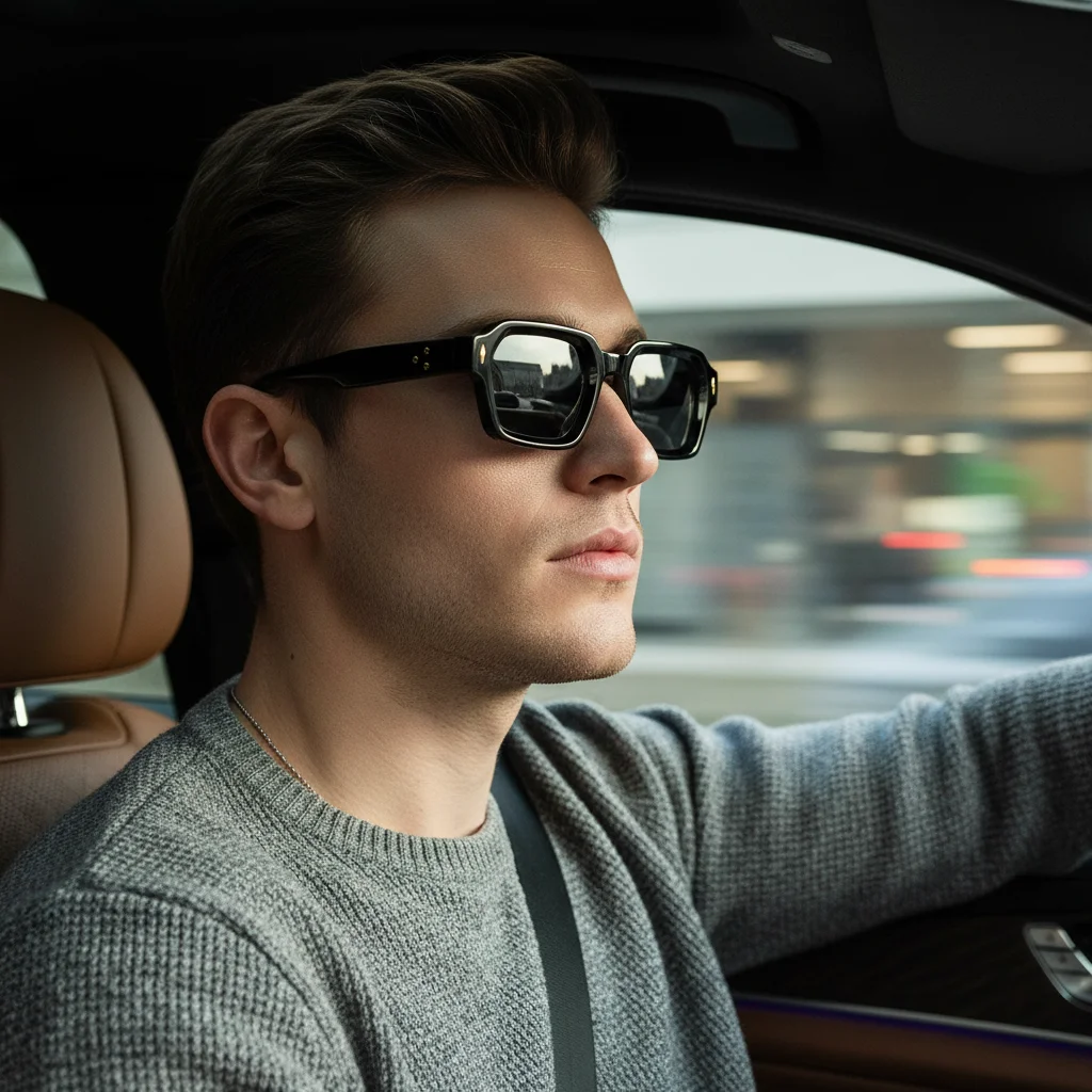 Image of Neue Rahmen-Sonnenbrille, Hochwertiger Stil, Retro Farbkontrast-Brille Auto-Sonnenbrille 9031