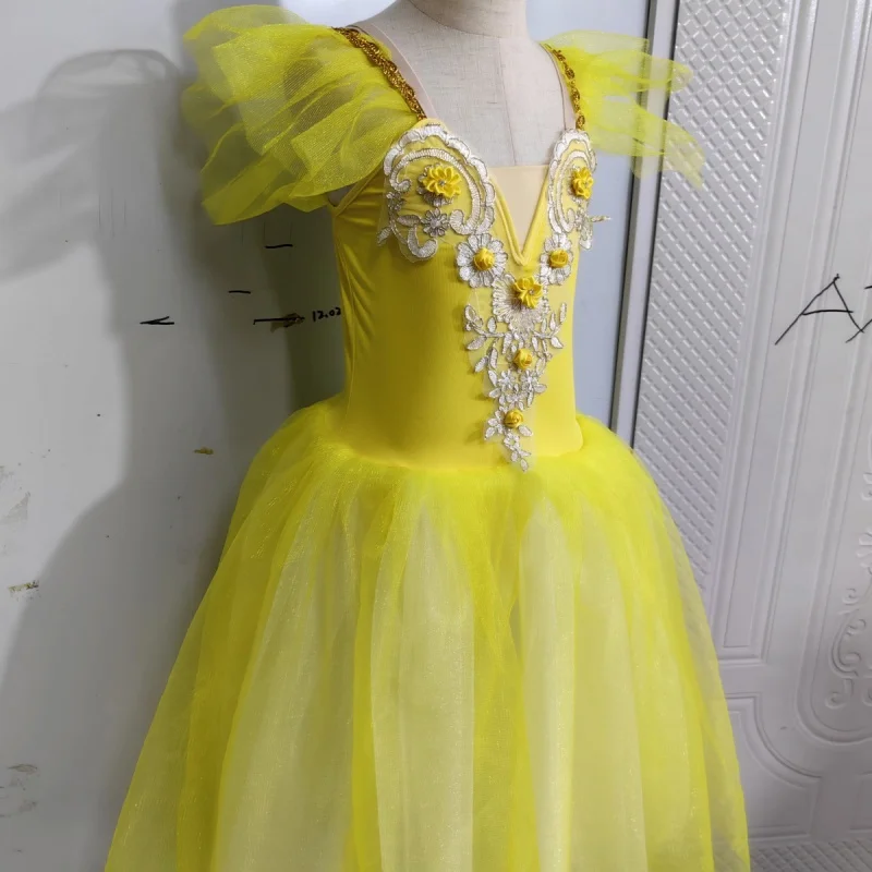 pd06016-キャミソールロングバレエドレス-大人と子供用-スワンレイクチュチュ-ガールズパフォーマンスコスチューム