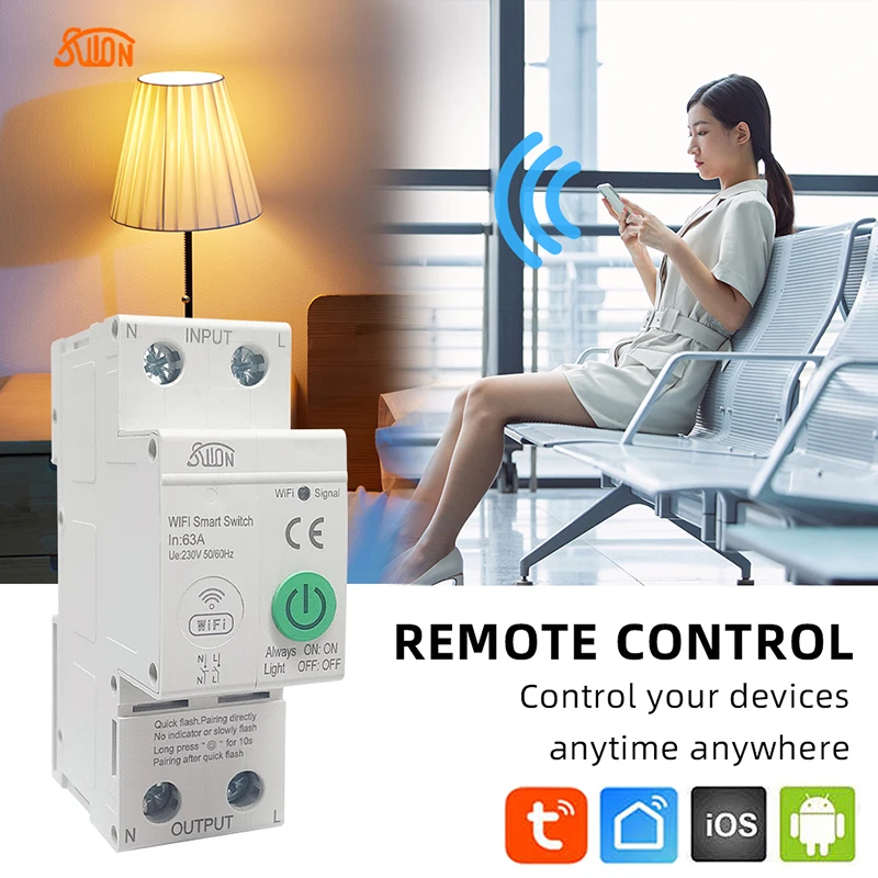 

2P wifi Breaker Smart Timer Switch Wireless Remote Control By tuya Smart life app with Alexa Google Yandex Alice for Smart home