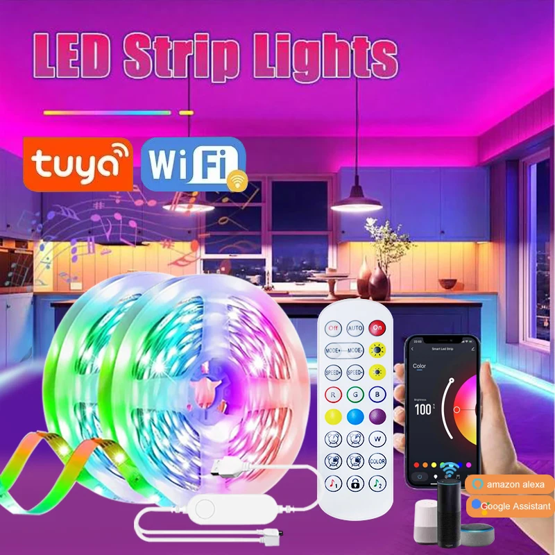 yZ[zTuya WIFI RGB LEDXgbvCg 5m 10m 20m 30m LED[Cg Av tLVu{LEDe[v  NX}XfR[Vp