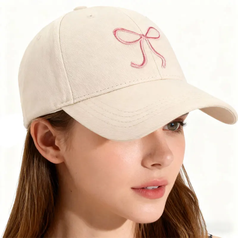 Girly Heart Bow Embroidered Baseball Cap, Versatile and Fashionable Korean Style