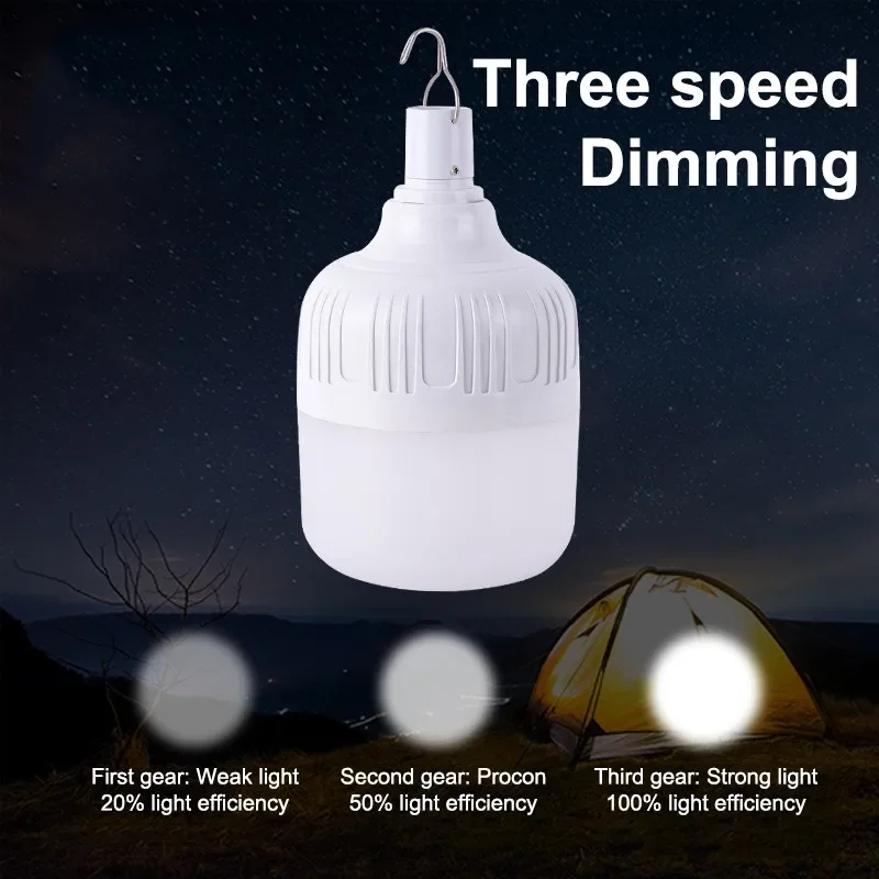 1/2/4/6/8/10pcs Camping Light USB Rechargeable LED Emergency Lamp Outdoor Portable Lanterns with Hook for BBQ Tents Battery Bulb