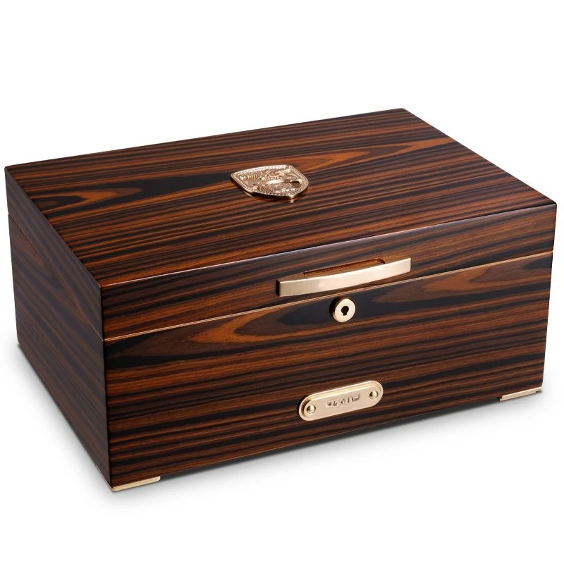 Natural cedar wood solid wood cigar humidifier case: Large capacity matured cigar storage box