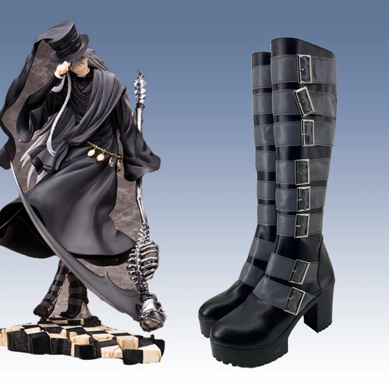 Black Butler Kuroshitsuji Undertaker High Boots Anime Cosplay Halloween Carnival Party Accessories Shoes Custom Made