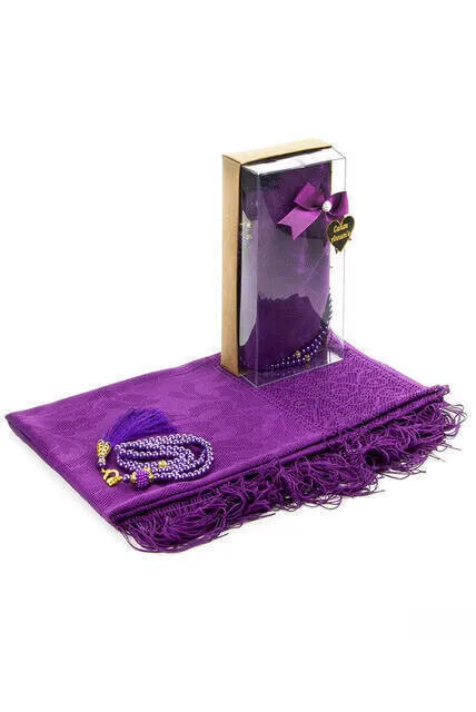 IQRAH Mevlid Gift Set-Rosary-Shawl-Purple Color