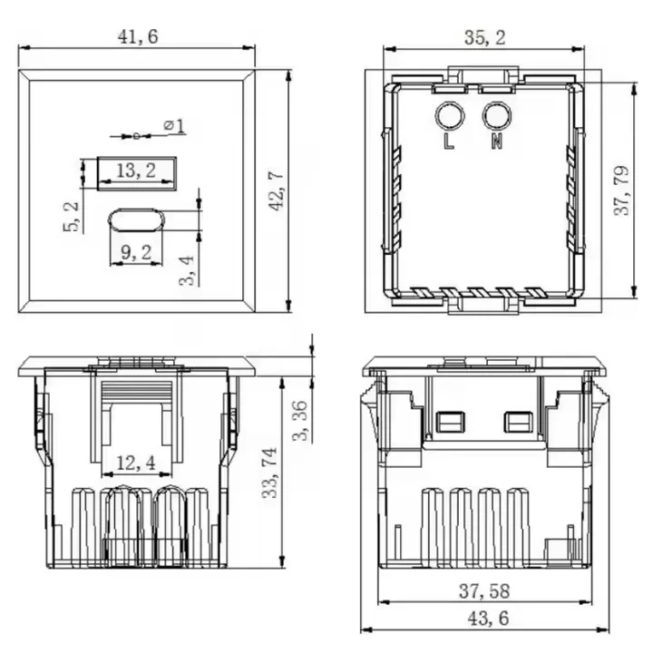 NFC搭載USB電源タップ、壁コンセントタイプC、DC 5V 2.1A QC充電、携帯電話、ノートパソコン、コンピューター、デスクトップ、産業用