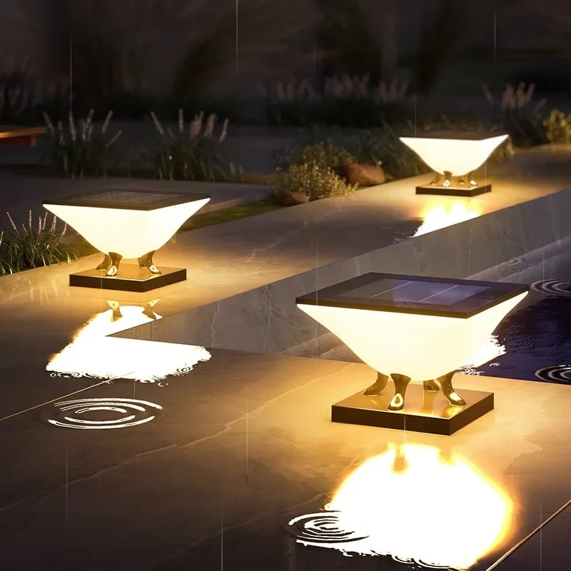 2025 Outdoor Waterproof Solar Pillar Lights Home Decor Villa LED Wall Lamp Modern Gate Garden Lighting Solar Energy Super Bright