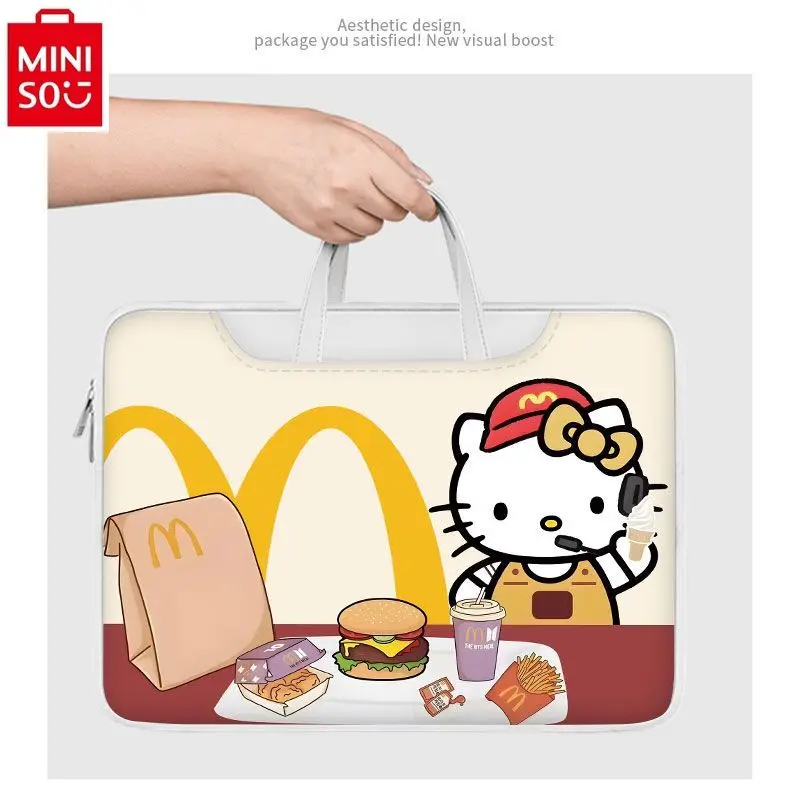 MINISO Hello Kitty cartoon portable bag suitable for 14 15.6-inch computer bag, student multifunctional storage briefcase