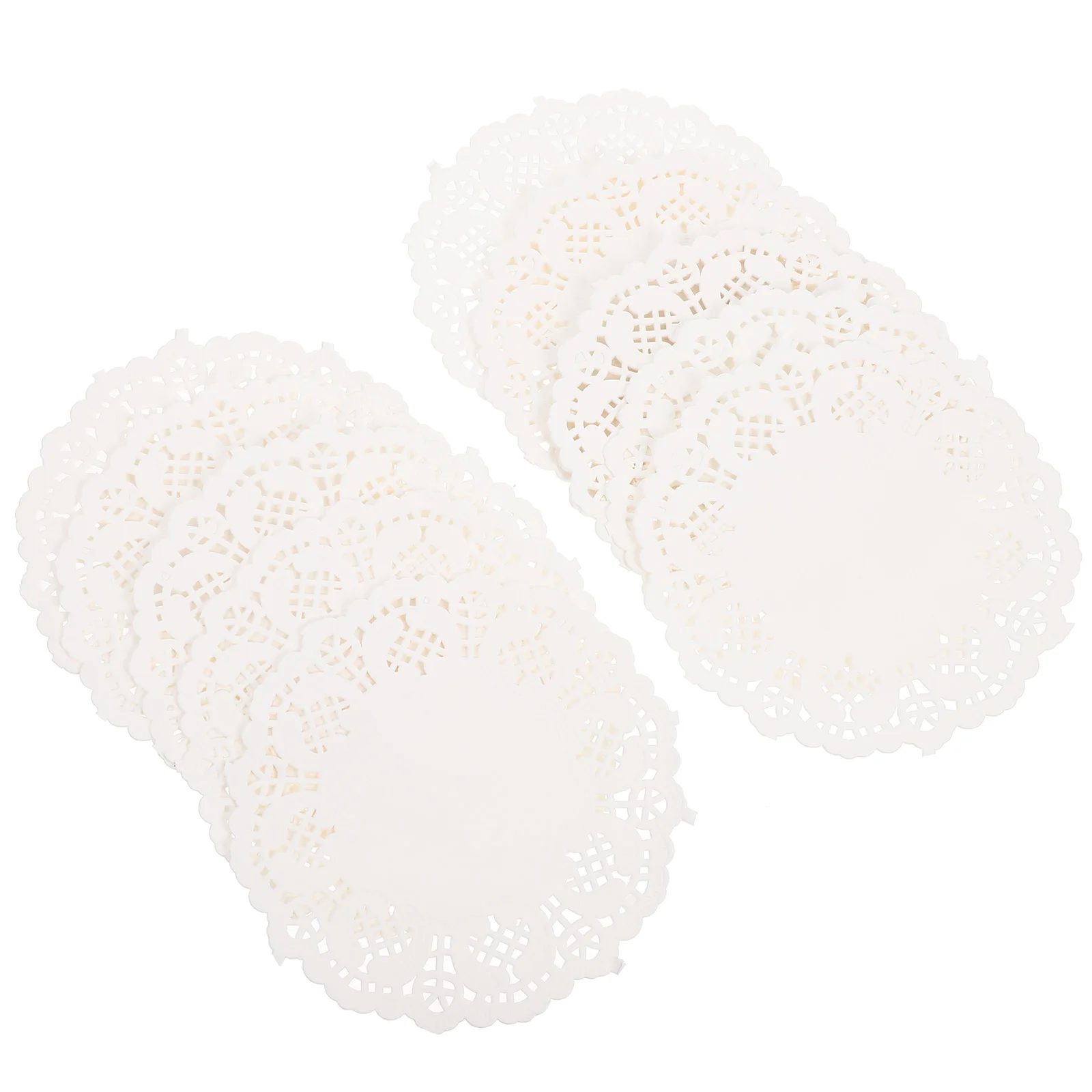 BESTOMZ 100 centrini monouso in carta di pizzo bianco che assorbono l'olio, per torte, per imballaggio, con rivestimento in carta da 55" (modello casuale)