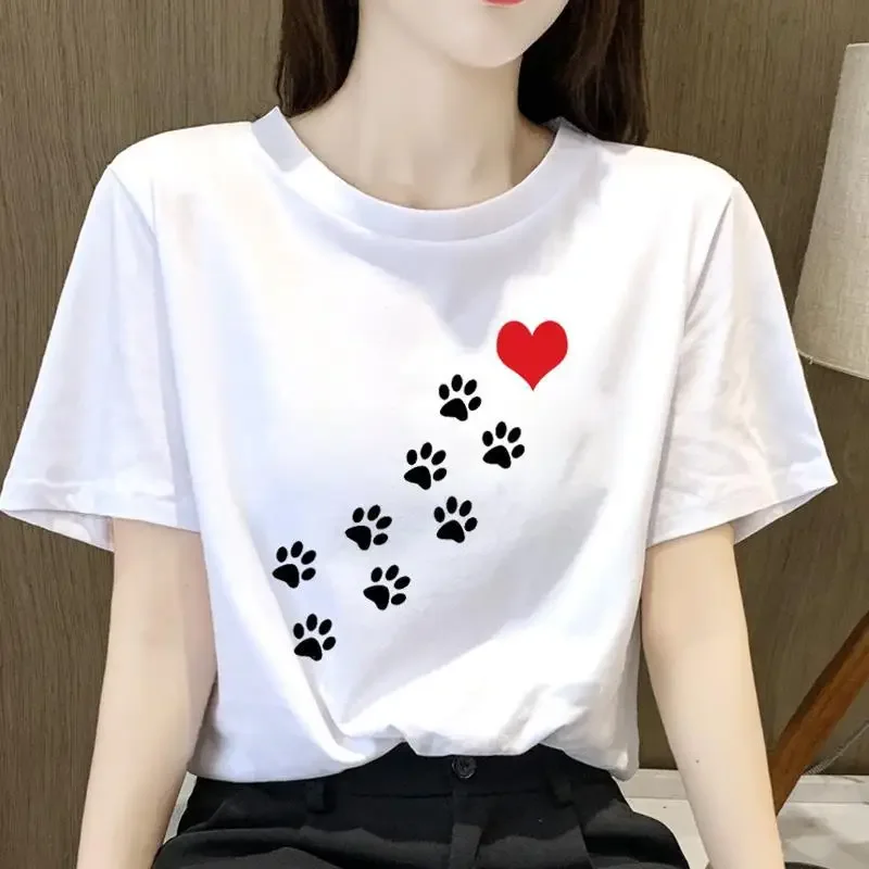 Modal Fabric Female Print Summer New Simple Cartoon Pattern T-shirt Harajuku Casual Short Sleeve T-shirt Summer New Streetwear