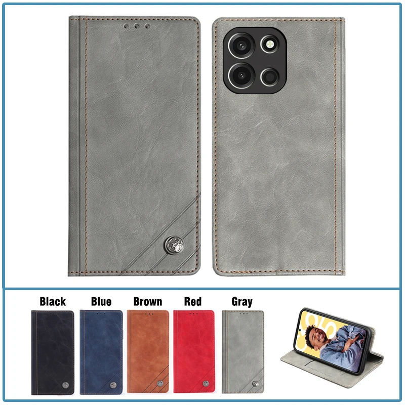 Lederhülle für OnePlus Nord 6 Flip Cover OnePlus Nord 6 Wallet Case Handyhülle OnePlus Nord 6 5G Nord6 Vintage Stoßfeste Hülle
