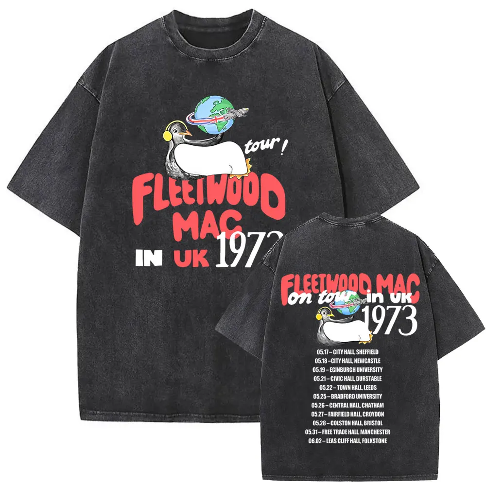 Washed Vintage Rock Band Fleetwood Mac T-shirt Stevie Nicks Graphic T Shirt Men Women Casual Retro Oversized T-shirts Streetwear