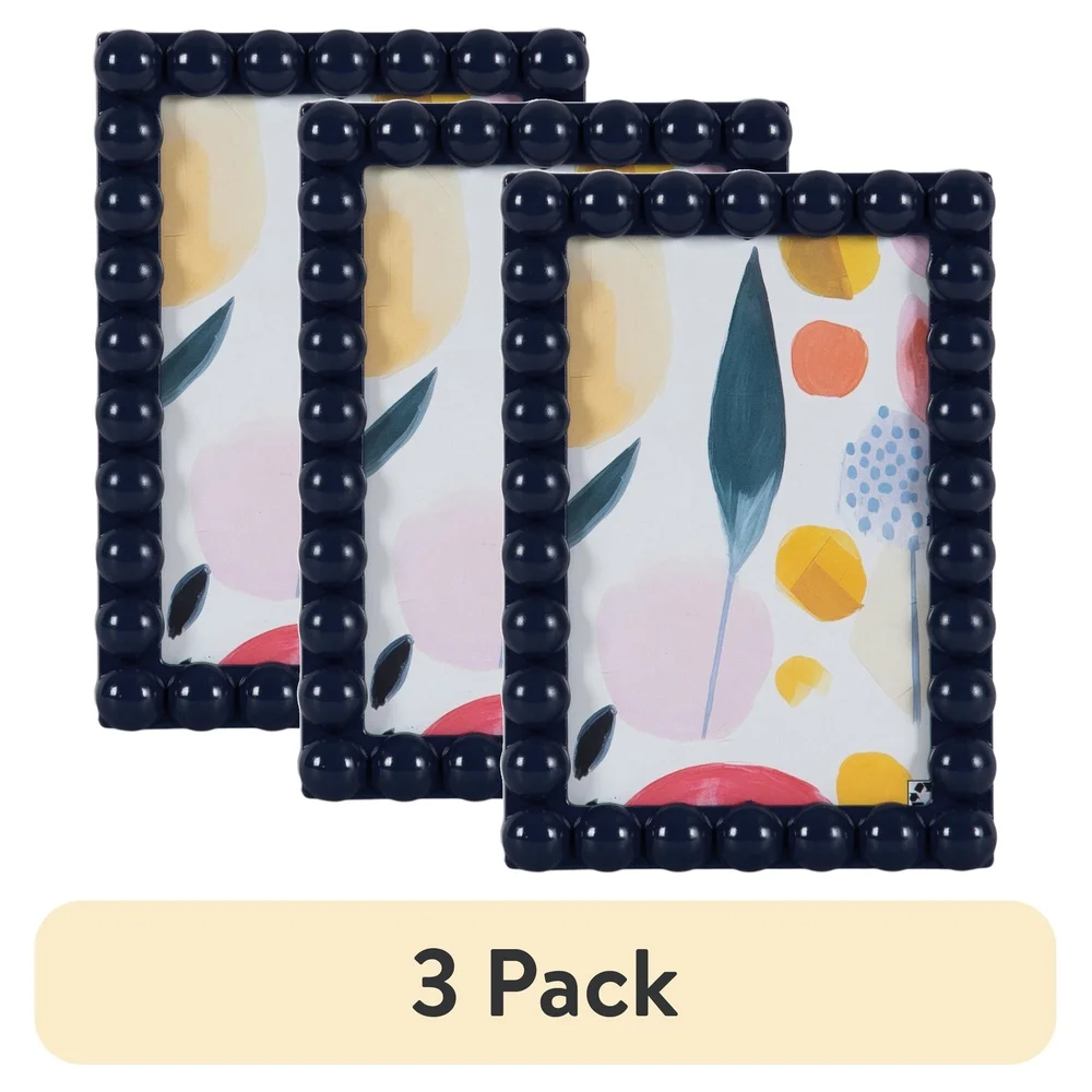 

3 Pack 4x6 Decorative Beaded Picture Frames Tabletop or Wall Display Perfect Home Office Gifts and Memory Showcasing