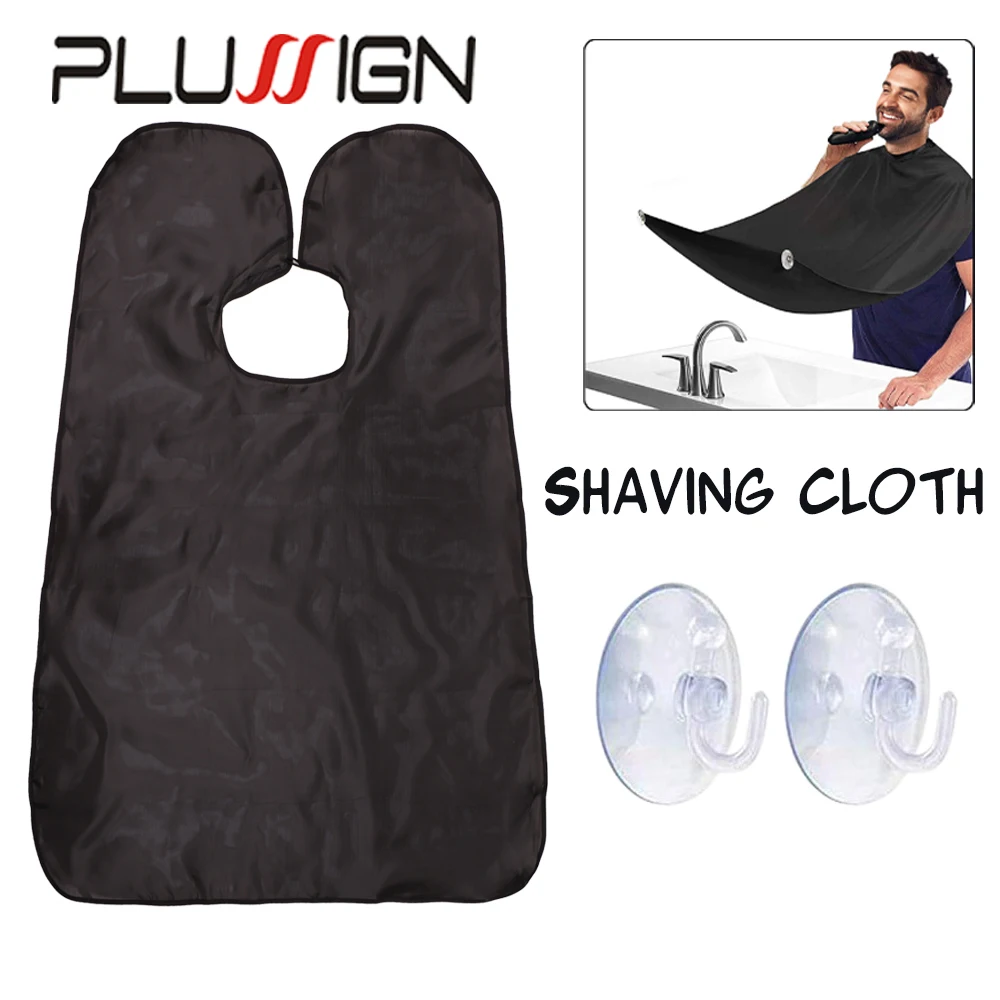 

Plussign 105X70Cm Black/White Beard Bib Apron For Men Non-Stick Hair With 2 Suction Cups For Shaving And Cleaning Beard