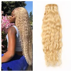 40 Inches 613 Honey Blonde Water Wave Long Curly Bundles Human Hair 150% Density Brazilian Remy Hair Extension For Black Women