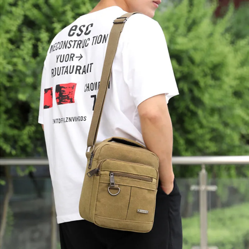 Canvas Shoulder Bag Men\'s New Korean Style Canvas Messenger Bag Outdoor Leisure Travel Portable Single-Shoulder Bag