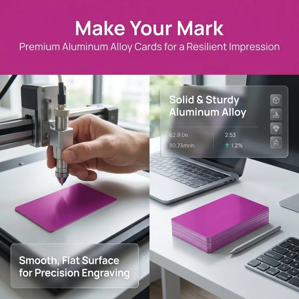 

50Pcs Aluminum-magnesium alloy Aluminum Sheet Purple color Thin style Engraving Material Blank surface Marking Sheet