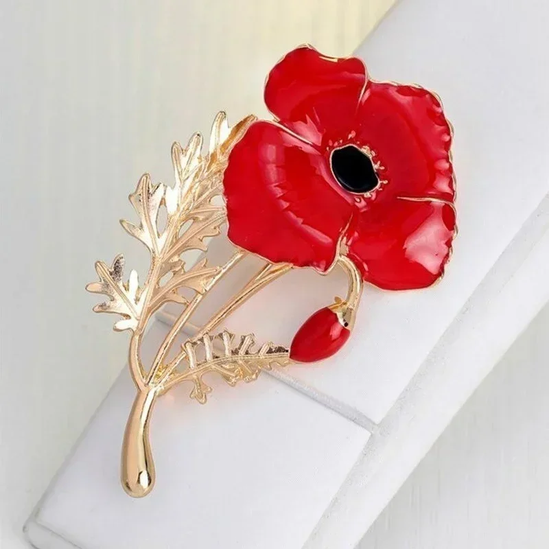 

Fashion Jewelry Brooches Red Flower Brooch Fashion New Creative Carnation Golden Enamel Weddings Office Casual Pins Gifts