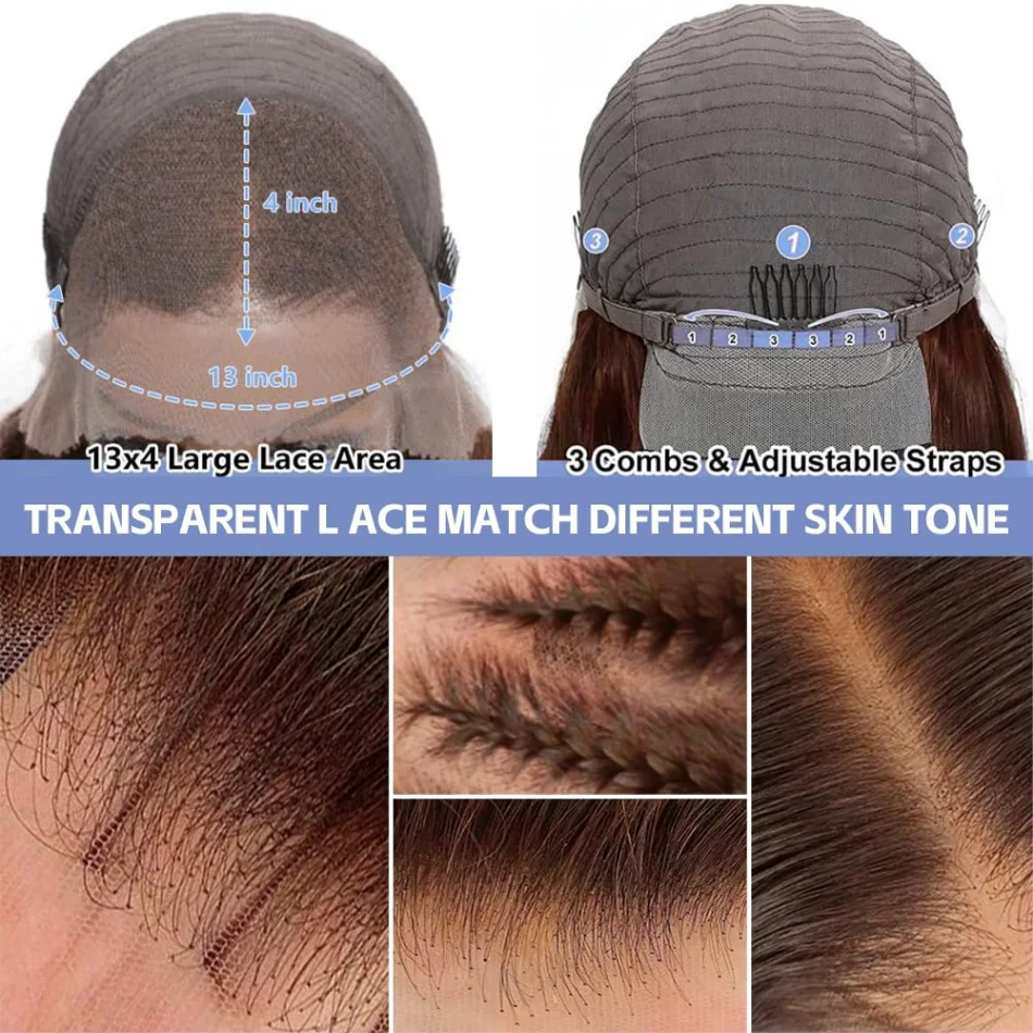 الشوكولاته براون شعر طبيعي مفرود الباروكات 13X6 Hd الدانتيل الشفاف الباروكات الأمامية قبل قطعها الملونة البرازيلي 230 الكثافة 30 بوصة #6