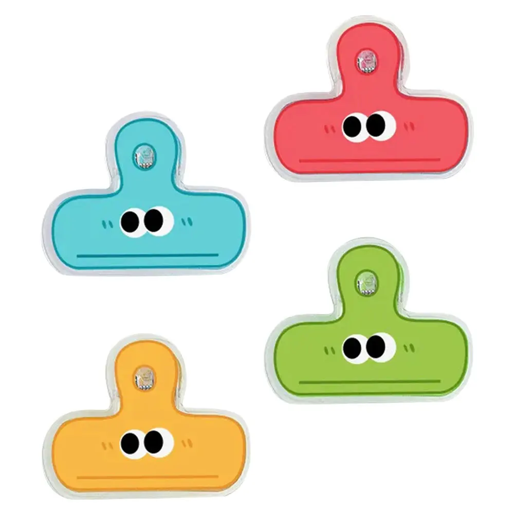 4 قطعة مقاطع الموثق الصغيرة لطيف الكرتون وثيقة كليب للكتاب الورقي الغذاء حقيبة ختم تخزين قابلة لإعادة الاستخدام متعدد الألوان مكتب المدرسة #3