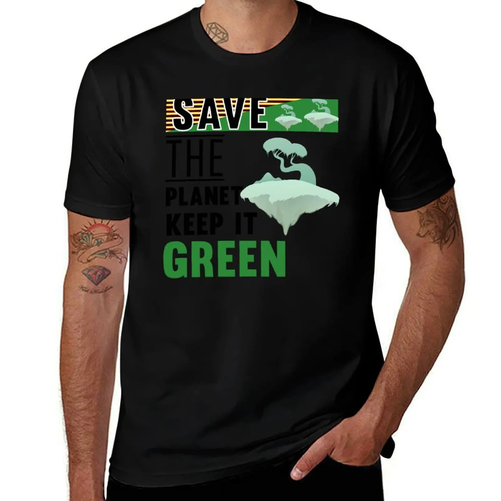 Save The Planet Keep It Green T-Shirt Graphic Print Short Sleeve T-Shirt