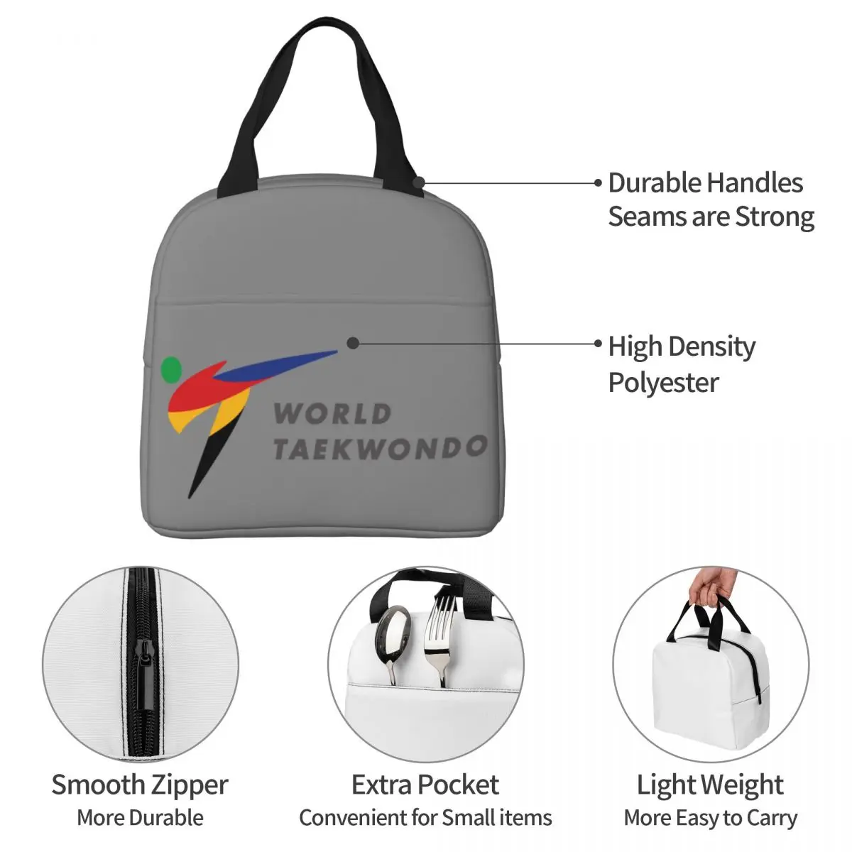 New WTF World Taekwondo Federation Portable Insulation Bag Lunch Box Rice Picnic Storage Bag Waterproof Storage