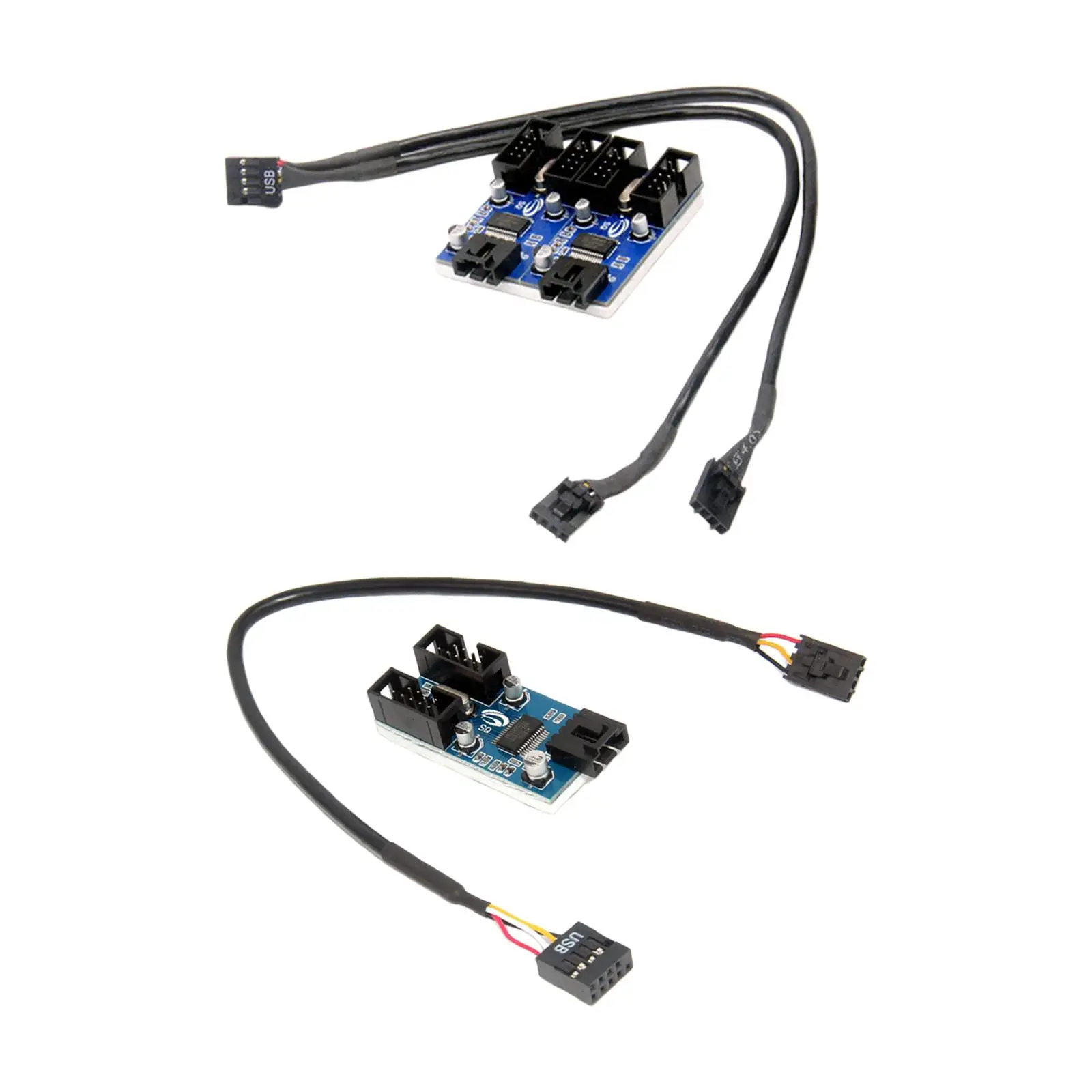9 Pin USB Header Fan Splitter Cable Male 1 to 4 Female/Male 1 to 2 Female USB2.0 for RGB Lights Computer Motherboard