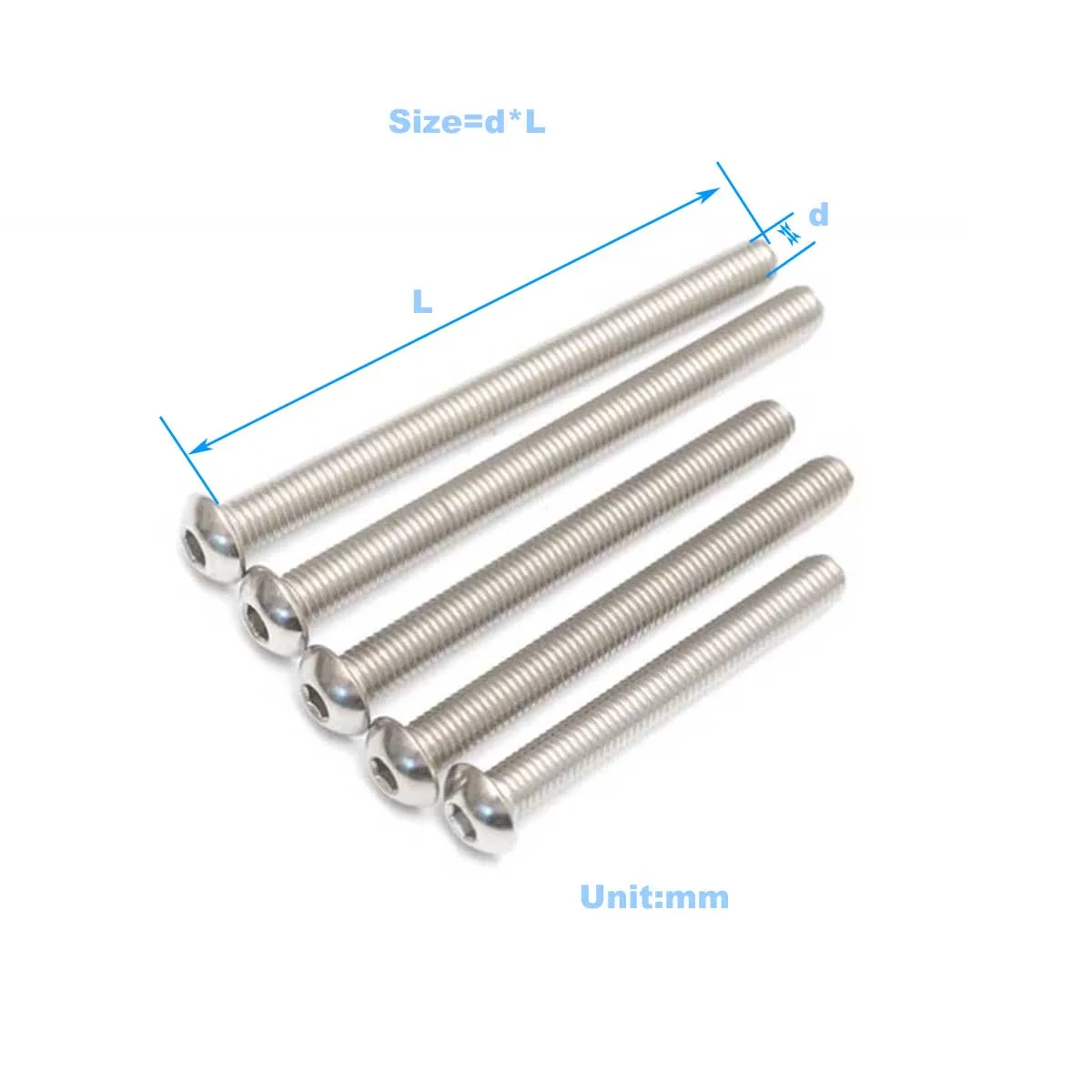 

304 Stainless Steel Extended Round Head Hexagon Socket Screw M2M2.5M3M4M5M6