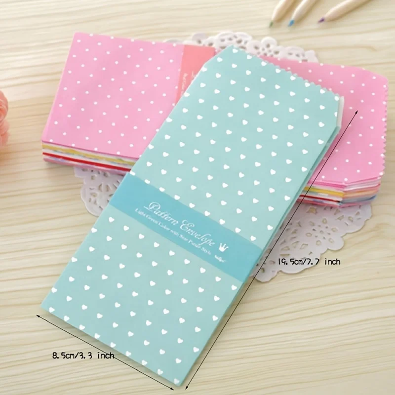25 pcs (random) Colorful Envelopes for Invitations, Gift Cards, Postcards - Self-Sealing, Multi-Color with Dots and Stripes