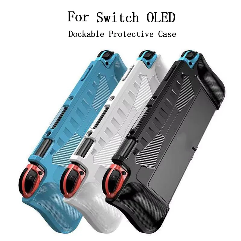 Dockable Protective Console Case for Switch OLED 2021 Soft Silicone Shell Carbon Fiber Textued Grip Cover for Joycon