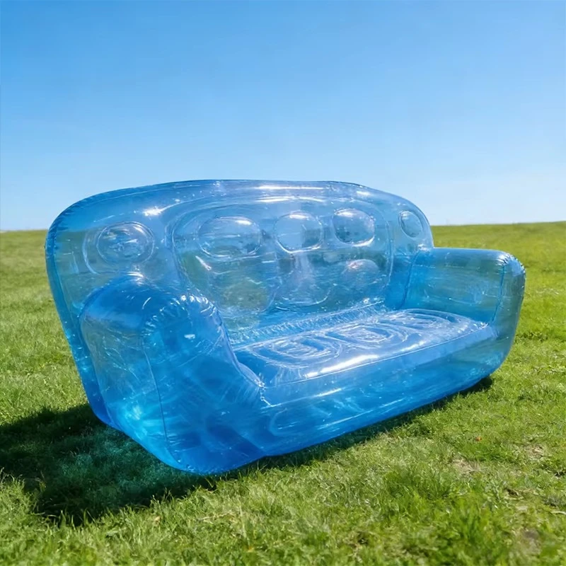Durable high-quality outdoor home PVC inflatable transparent blue double sofa seat