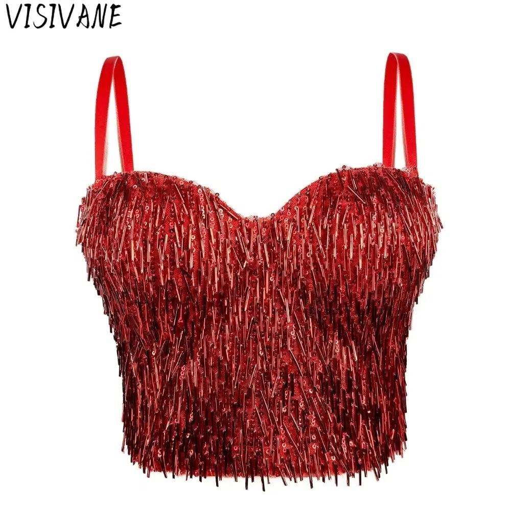Camis Tees Party Club Stage Show Corset Fashion Clothes Sequin Sexy T-shirts T Shirt Hotsweet Y2k Top Tank Top Women Clothing