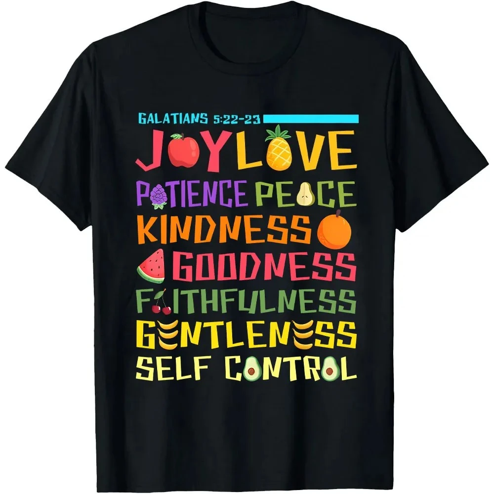 Fruit of The Holy Spirit Christian T-shirt, Faith, Main Scripture, Summer Short-Sleeve Top, Printed T-shirt Graphic T Shirts Y2K