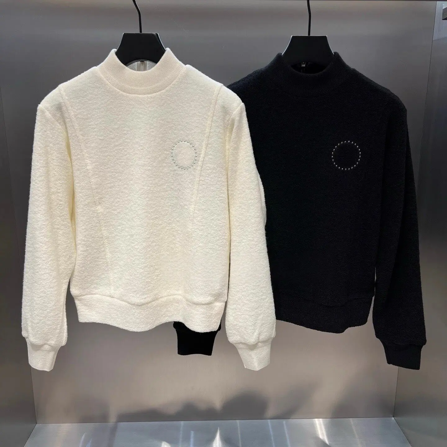 

Женский свитер-базовый слой с длинными рукавами из смесовой шерсти с логотипом, однотонный, осенне-зимний, для гольфа - спортивный, теплый, ветрозащитный