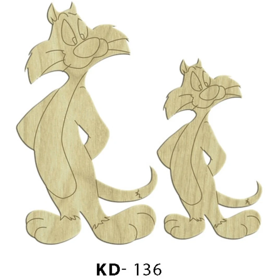 KD136 Cartoon Character Cat 2li Set Wooden Package Ornament