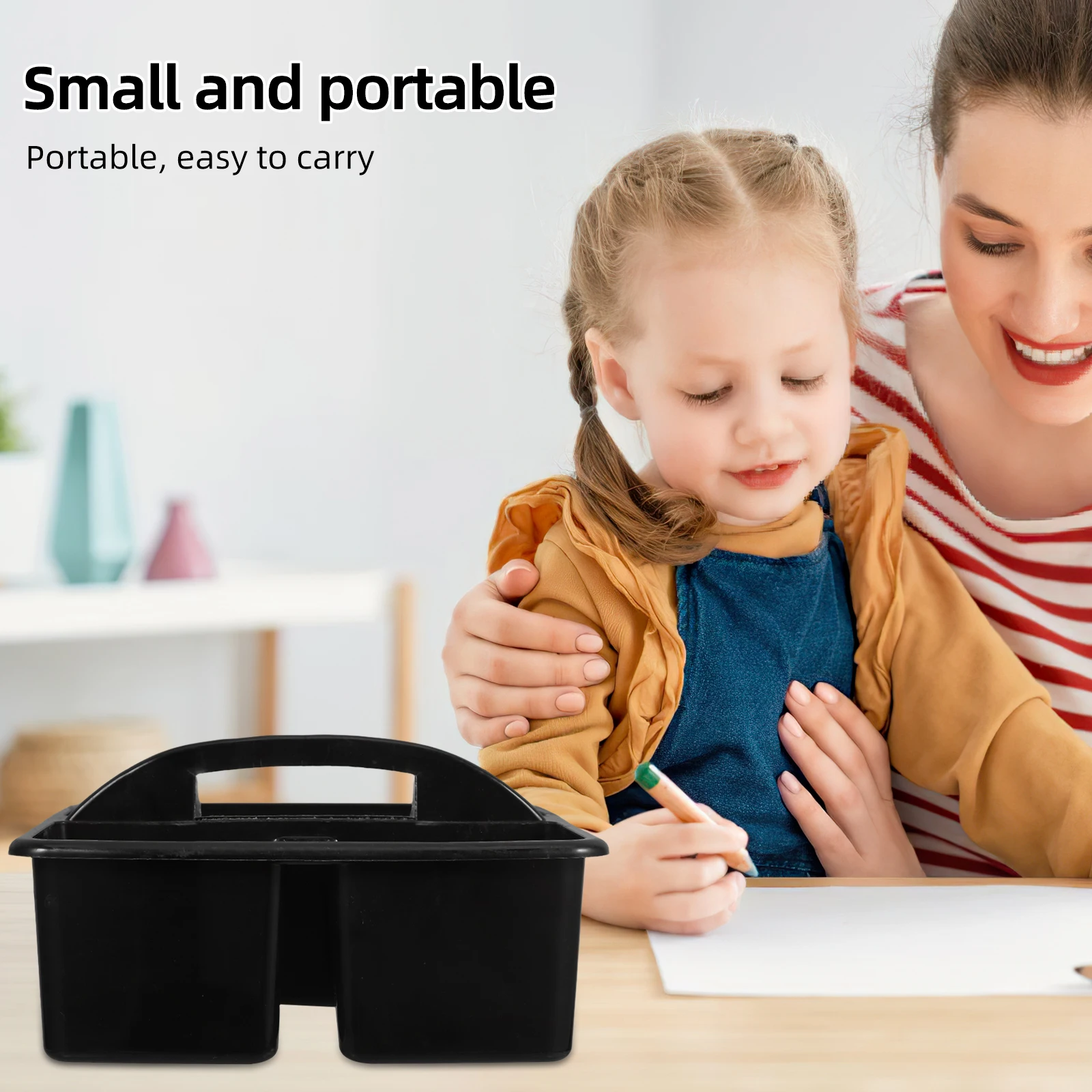 

Handheld 3-Compartment Plastic Storage Caddy Organizer For s Craft Art Office Stationery Classroom Tools Handle