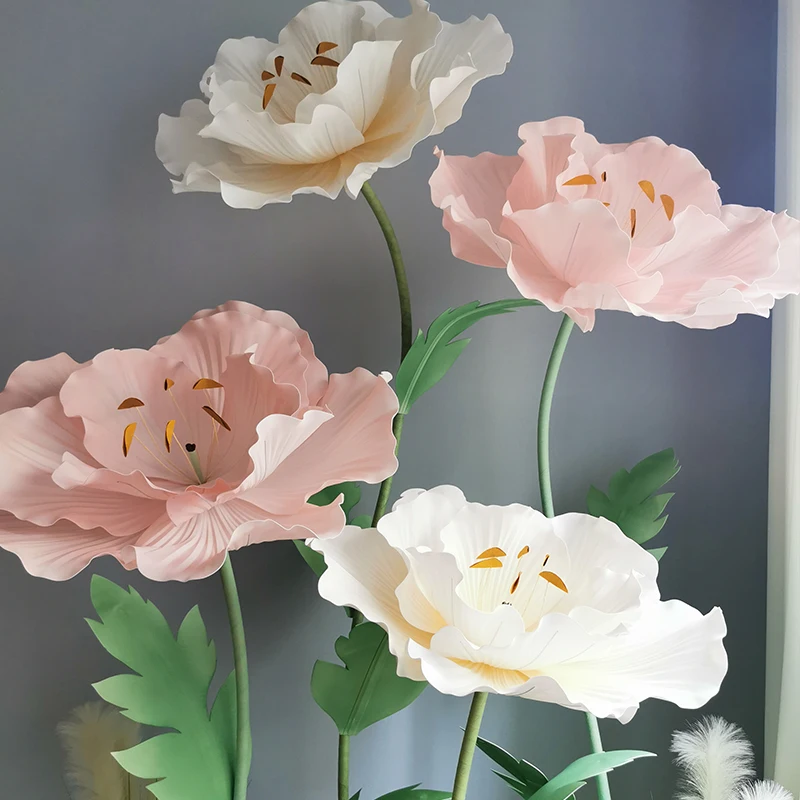 

1 Pack Artificial Waterproof EVA Paper Art Peony Artificial Flower Party Wedding Decoration Shopping Mall Window Display Layout