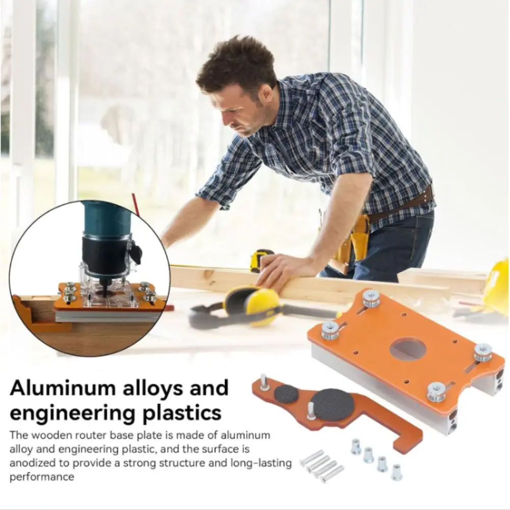 

Woodworking Router Slotting Locator Adjustable Invisible Fasteners 2 in 1 Router Base Efficient Aluminum Alloy Slotting Bracket