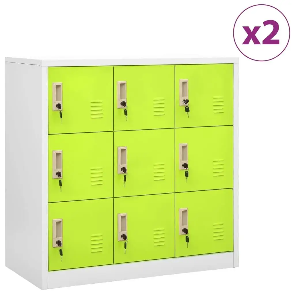 Locker Cabinets 2 pcs Light Gray and Green 35.4x17. for X3 6.4 Steel