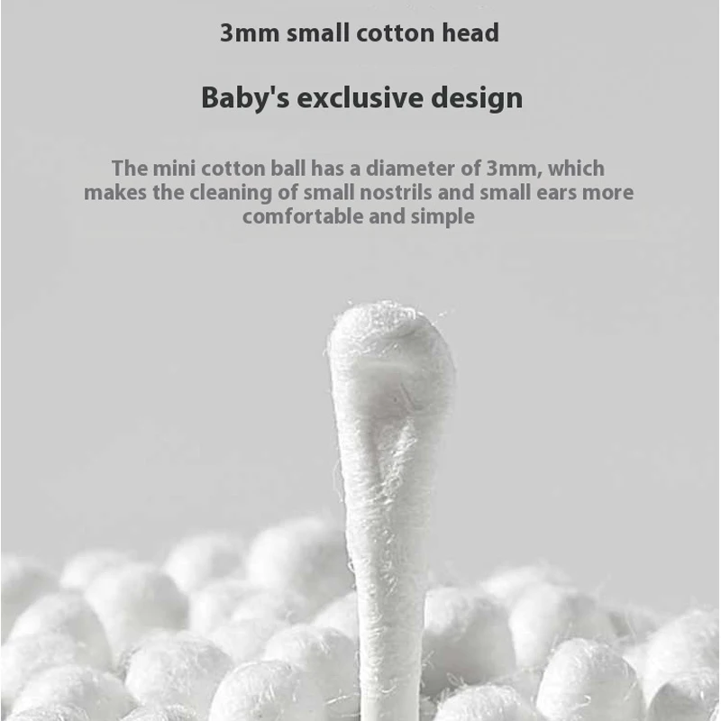 200 قطعة من مسحات القطن للأطفال مزدوجة الأطراف مسحات قطنية معقمة رأس حلزوني للأذن والأنف عصا تنظيف متعددة الوظائف