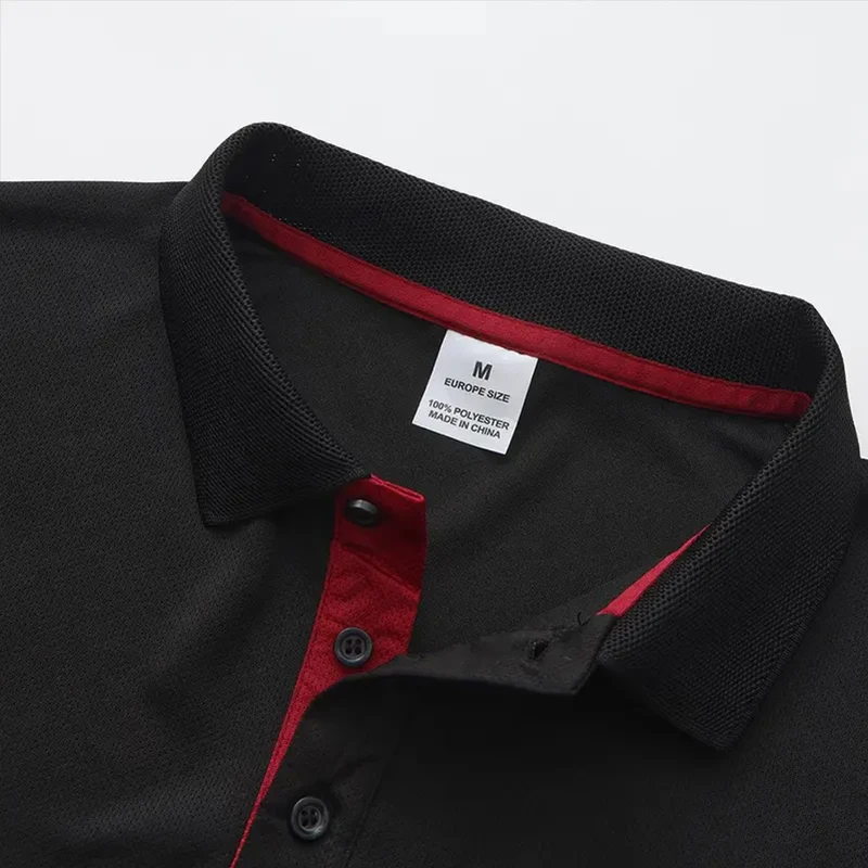 Men's Long Sleeve Polo Shirt Quick Dry Breathable Sports T‑Shirt Casual Golf Polo Shirts Work Wear Pullover Lapel Tops for Outdo