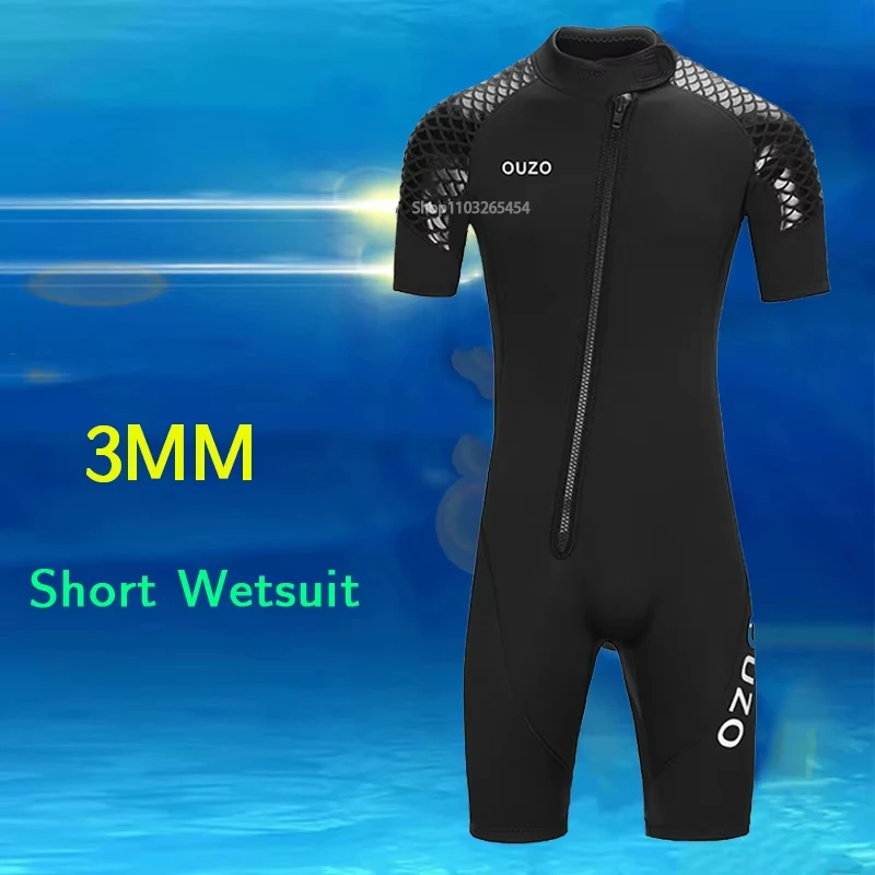 

New 3MM Neoprene Men Women One-piece Short Sleeves Swimsuit Scuba Diving Suit Front Zip Snorkeling Outdoor Surf Wet Type Suit