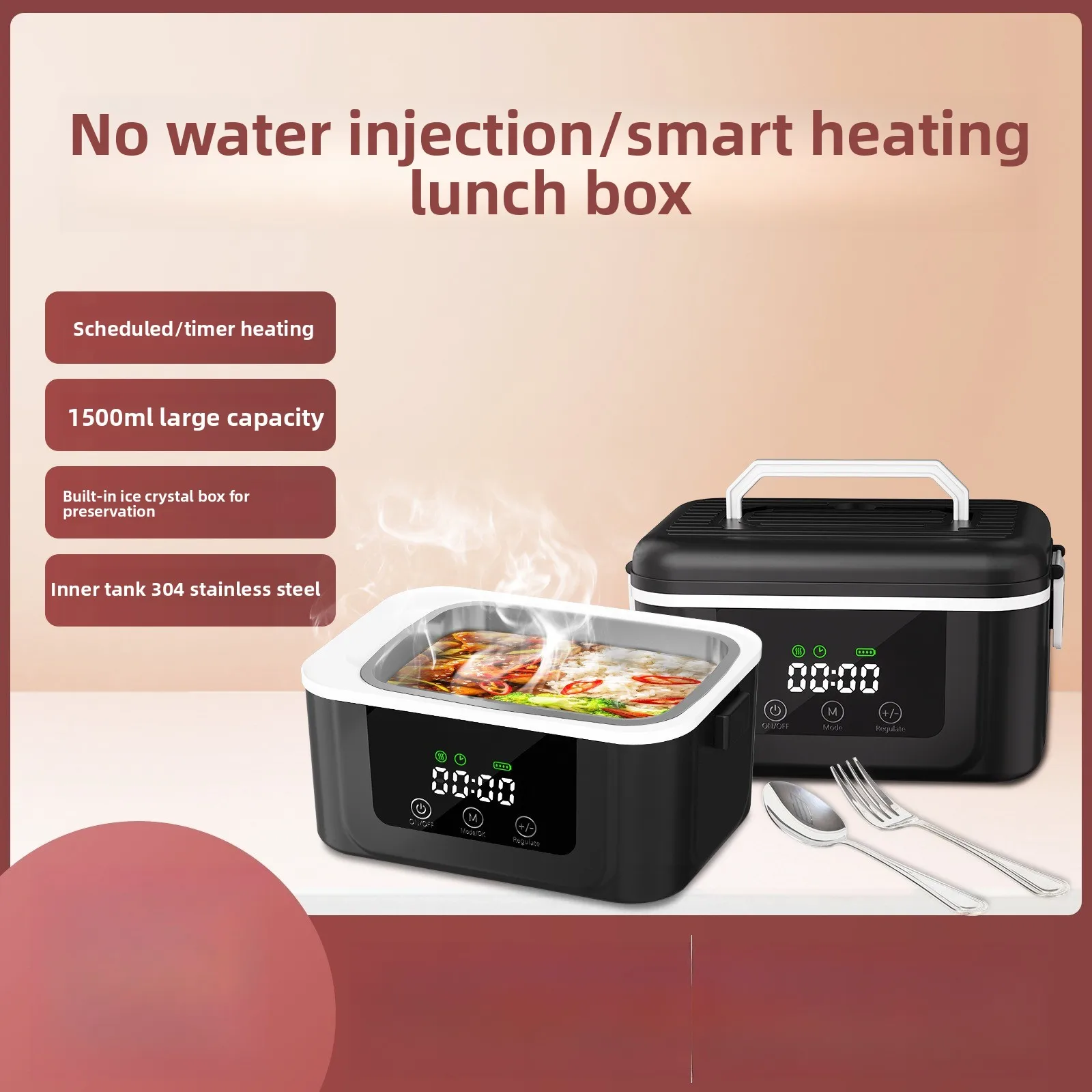 New rechargeable heated lunch box Smart reservation Electric lunch box Large capacity wireless electric lunch box